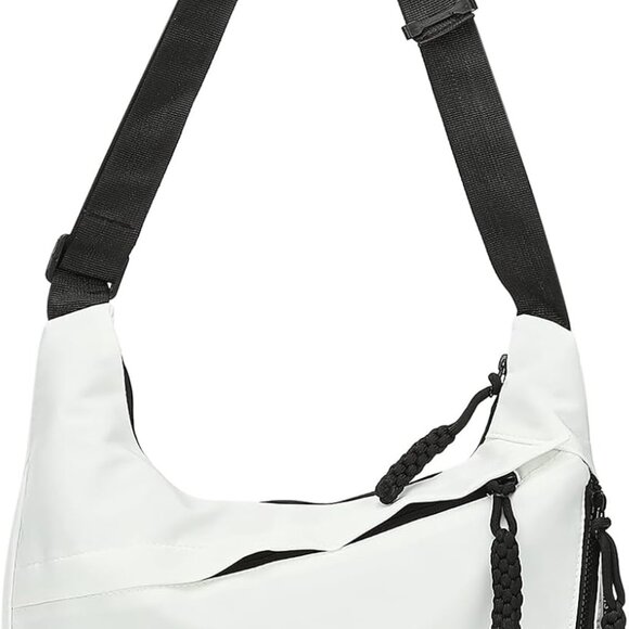 Arch Moon Crossbody Bag for Women, Nylon Curved Purse, Lightweight Dumpling Shou